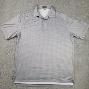 Peter Millar Shirt Mens Large White Black Plaid Summer Comfort Golf Polo